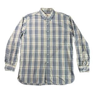 Duck Head Men’s Button Down Long Sleeve Shirt Blue Green Plaid XL